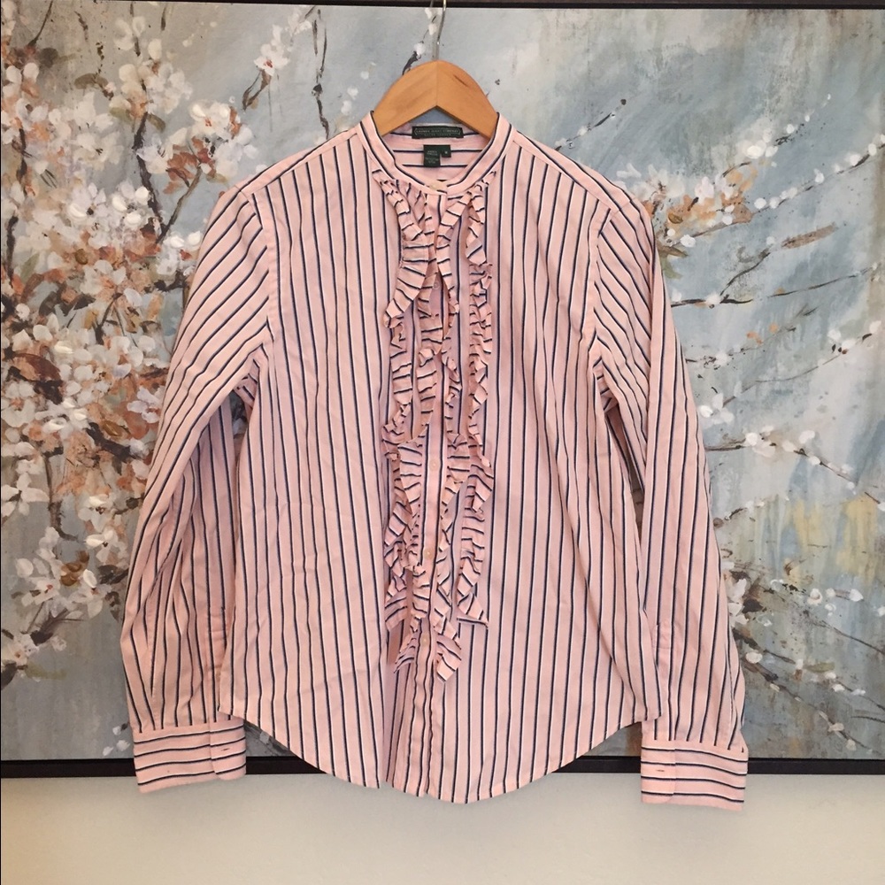 Ralph Lauren button up ruffles and stripes